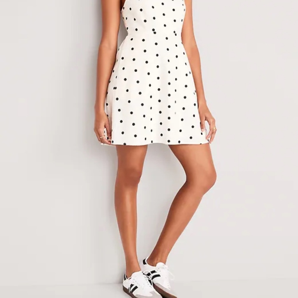 New Old Navy Fit & Flare Tie-Strap Printed Mini Dress xs